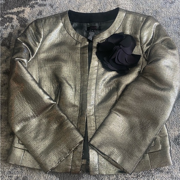 J.Crew Collection Metallic Smoking Jacket Blazer Size 2 - Picture 1 of 9